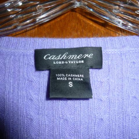 Purple Cashmere Sweater S Small Cable Knit V Neck - Picture 5 of 5
